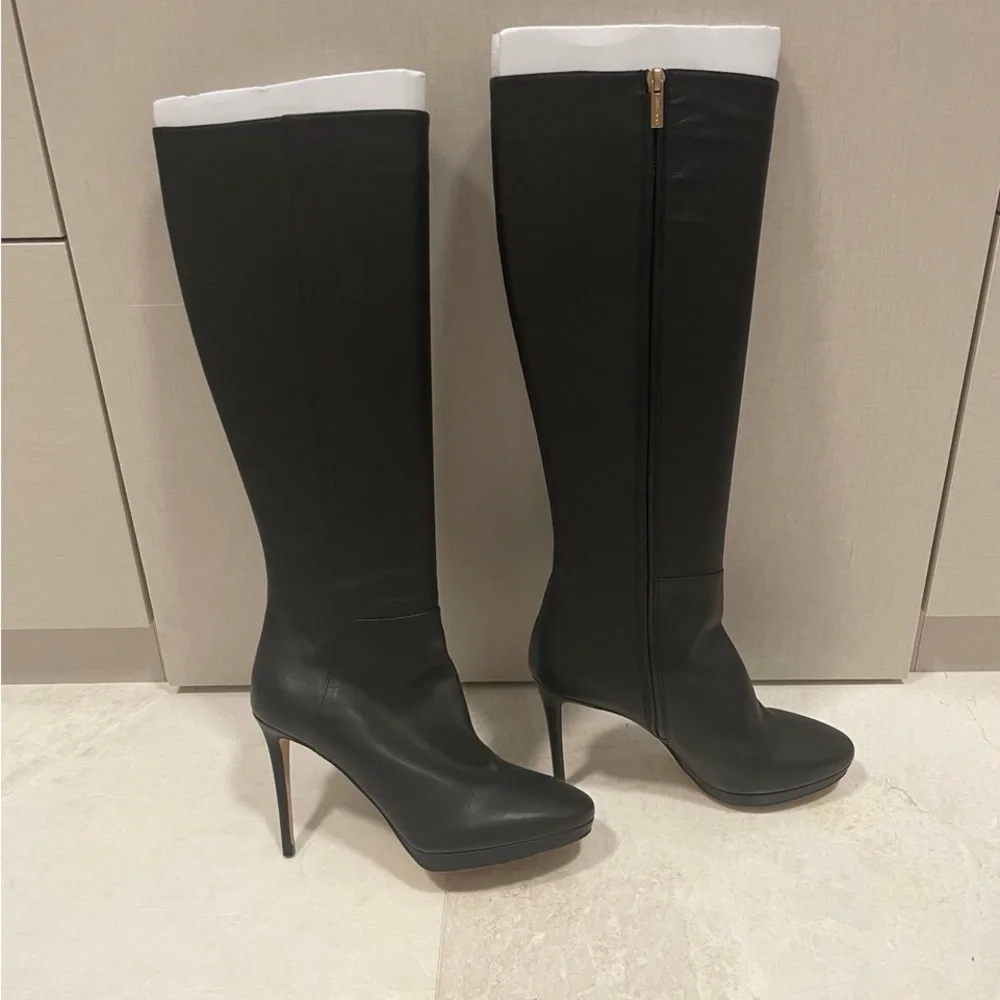 New! Jimmy Choo Black Leather Knee-High Boots. Size 39,5 - Picture 8 of 9